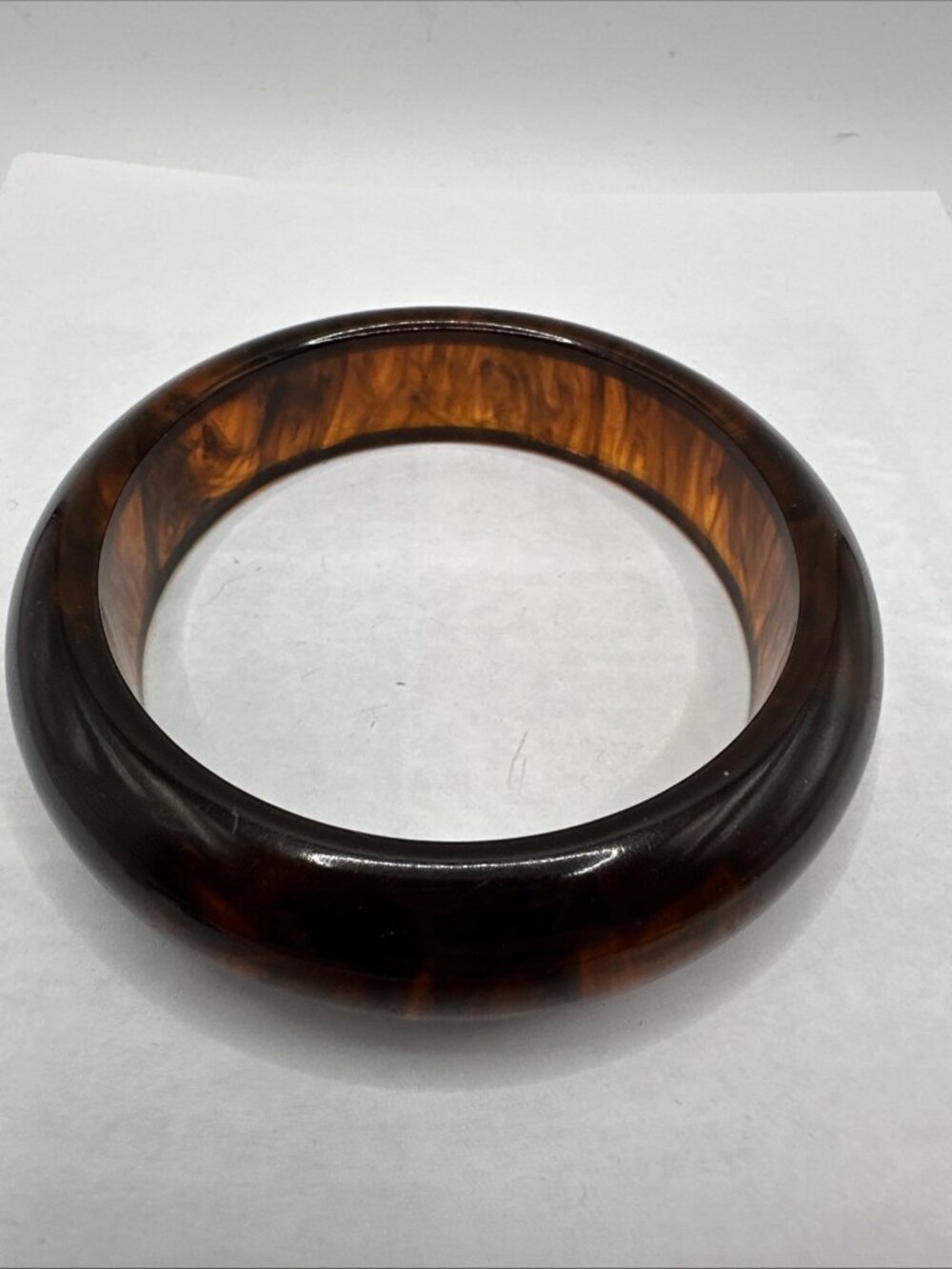 Bakelite Bangle Bracelet Vintage Marbled Translucent Root Beer 7.5” .5” 42.82